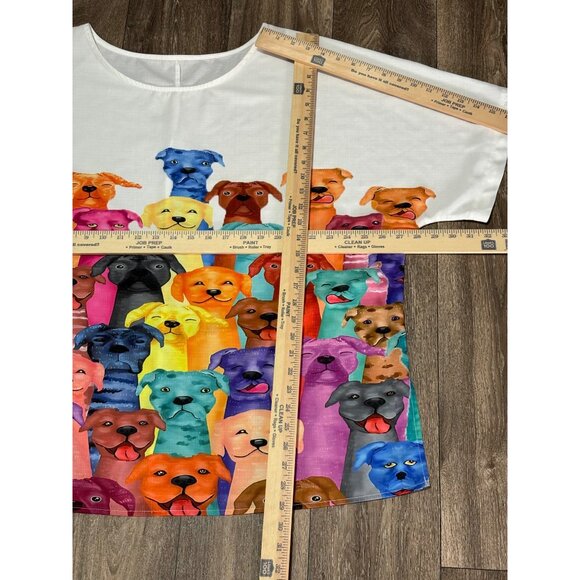 WOMENS PLUS SIZE 4XL BLOUSE TOP COLORFUL DOGS PRINT LIGHTWEIGHT ANIMALS PUPPIES - Picture 2 of 7